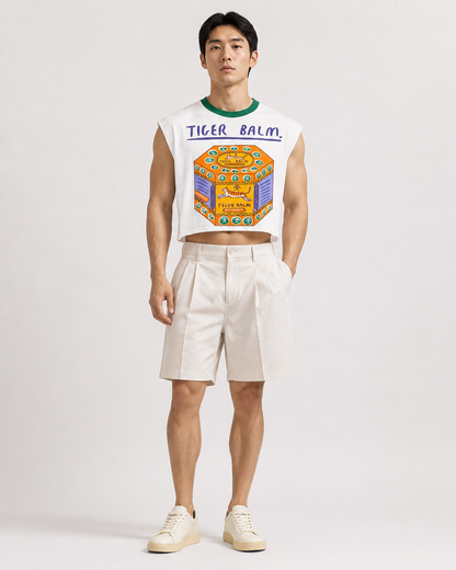 Tiger Balm Green Ribbed Cropped Muscle Tee