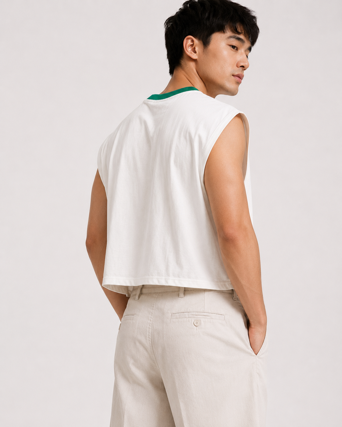 Tiger Balm Green Ribbed Cropped Muscle Tee