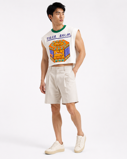 Tiger Balm Green Ribbed Cropped Muscle Tee