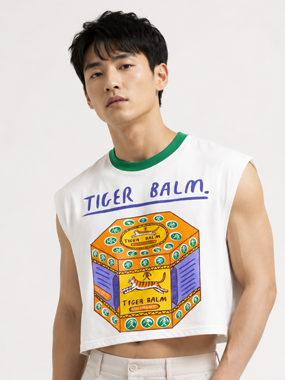 Tiger Balm Green Ribbed Cropped Muscle Tee
