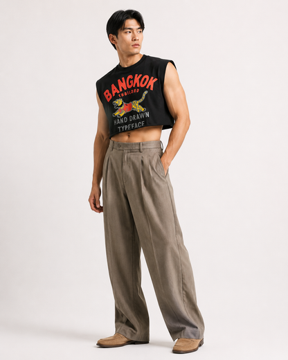 Bangkok Tiger Black Cropped Muscle Tee