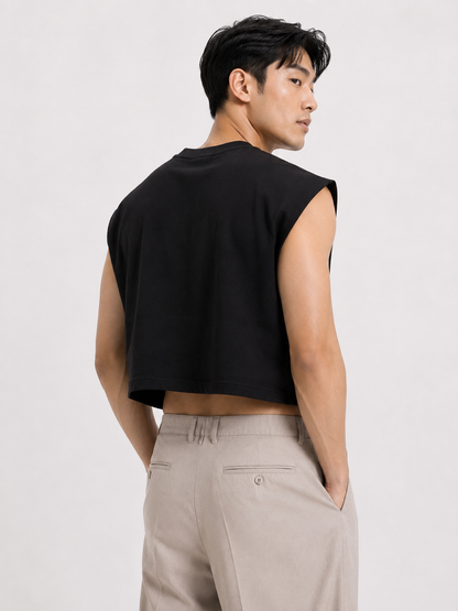 Bangkok Tiger Love Black Cropped Muscle Tee