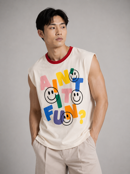 Ain't It Fun Red Ringer Collar Sleeveless Tee