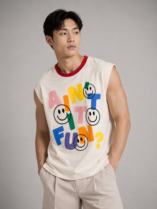 Ain't It Fun Red Ringer Collar Sleeveless Tee