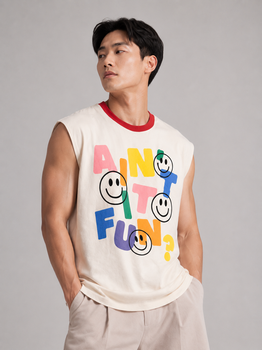 Ain't It Fun Red Ringer Collar Sleeveless Tee
