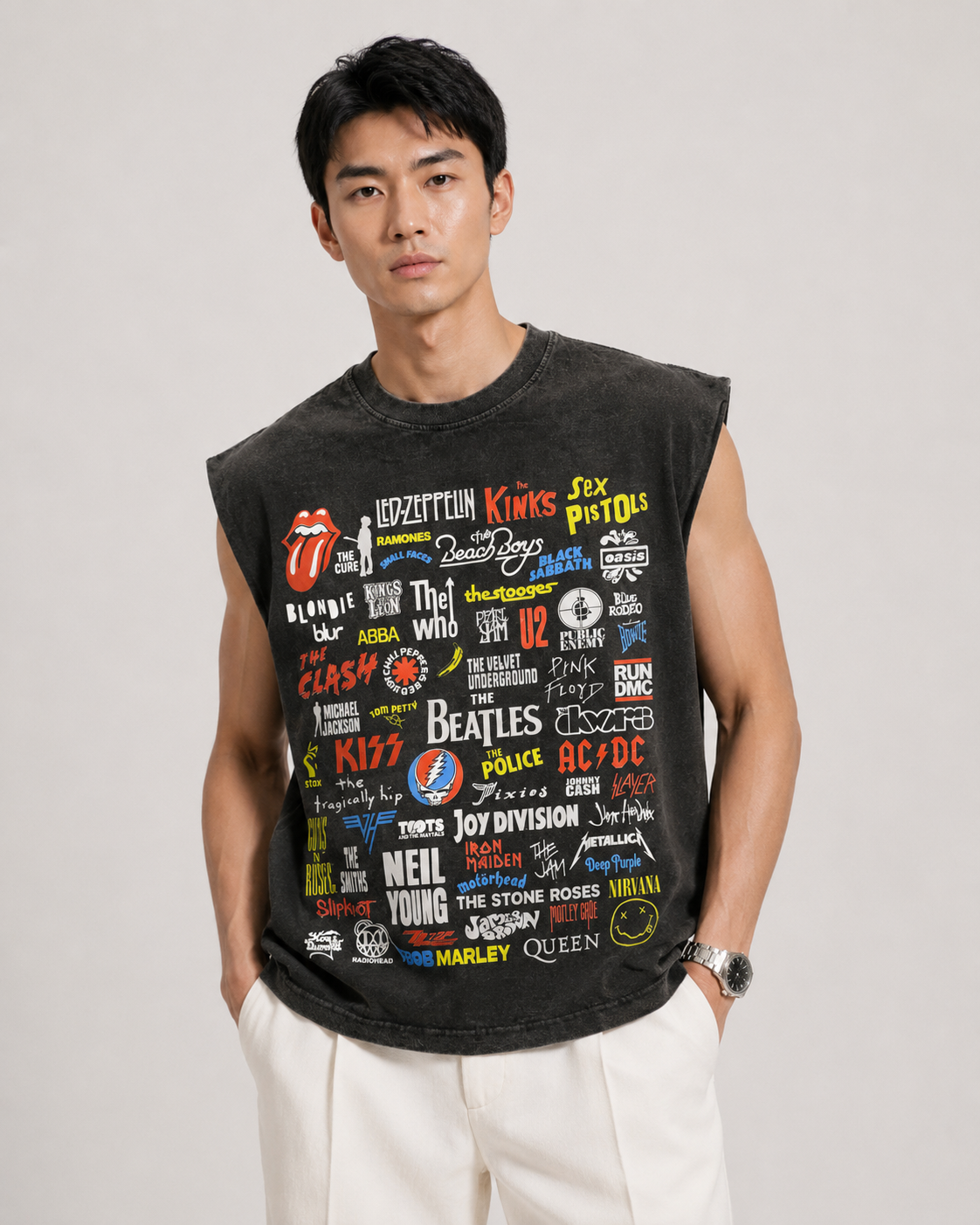 Legends of Rock Acid Wash Muscle Tee