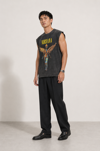 Nirvana Angel Acid Wash Muscle Tee