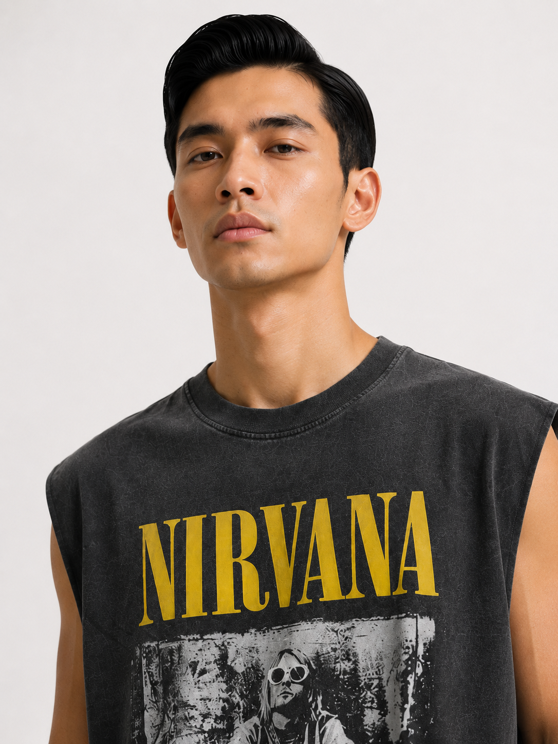 Nirvana Vintage Portrait Acid Wash Sleeveless Tee