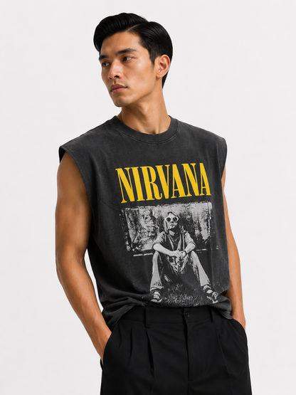 Nirvana Vintage Portrait Acid Wash Sleeveless Tee