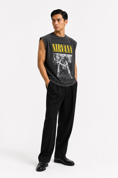 Nirvana Vintage Portrait Acid Wash Sleeveless Tee
