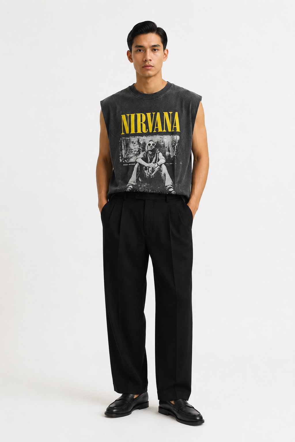 Nirvana Vintage Portrait Acid Wash Sleeveless Tee