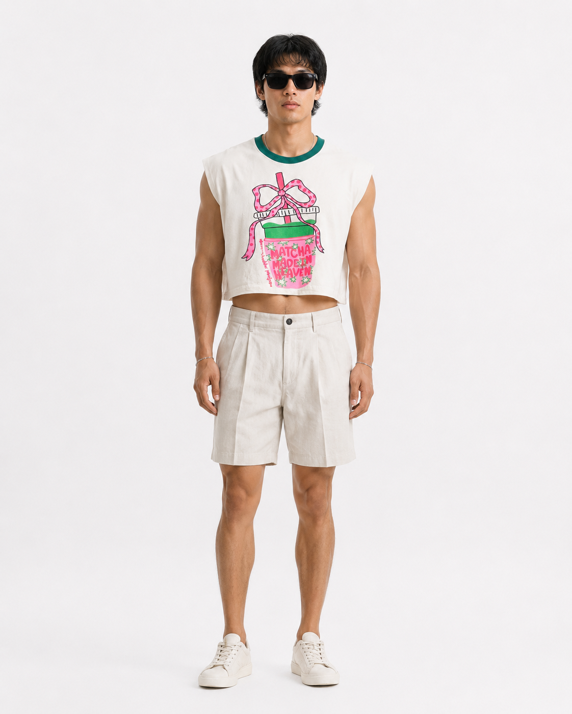 Matcha Made in Heaven Green Ribbed Cropped Muscle Tee