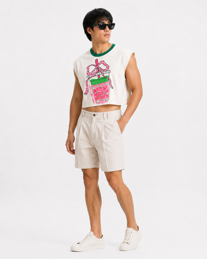 Matcha Made in Heaven Green Ribbed Cropped Muscle Tee