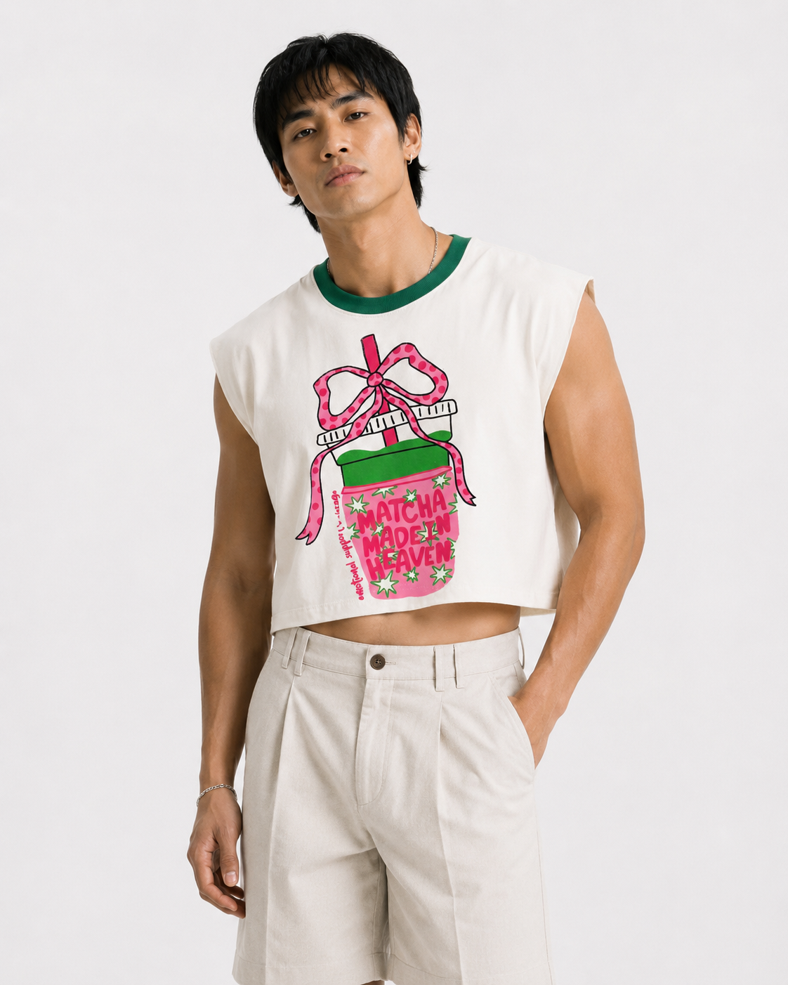 Matcha Made in Heaven Green Ribbed Cropped Muscle Tee