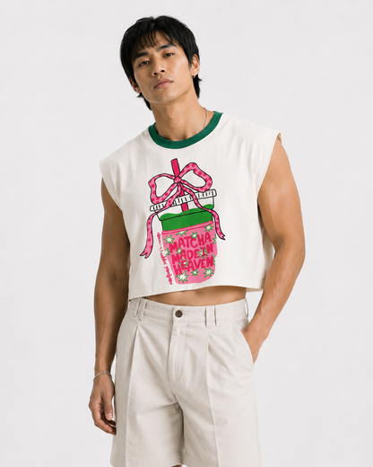 Matcha Made in Heaven Green Ribbed Cropped Muscle Tee