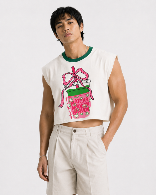 Matcha Made in Heaven Green Ribbed Cropped Muscle Tee