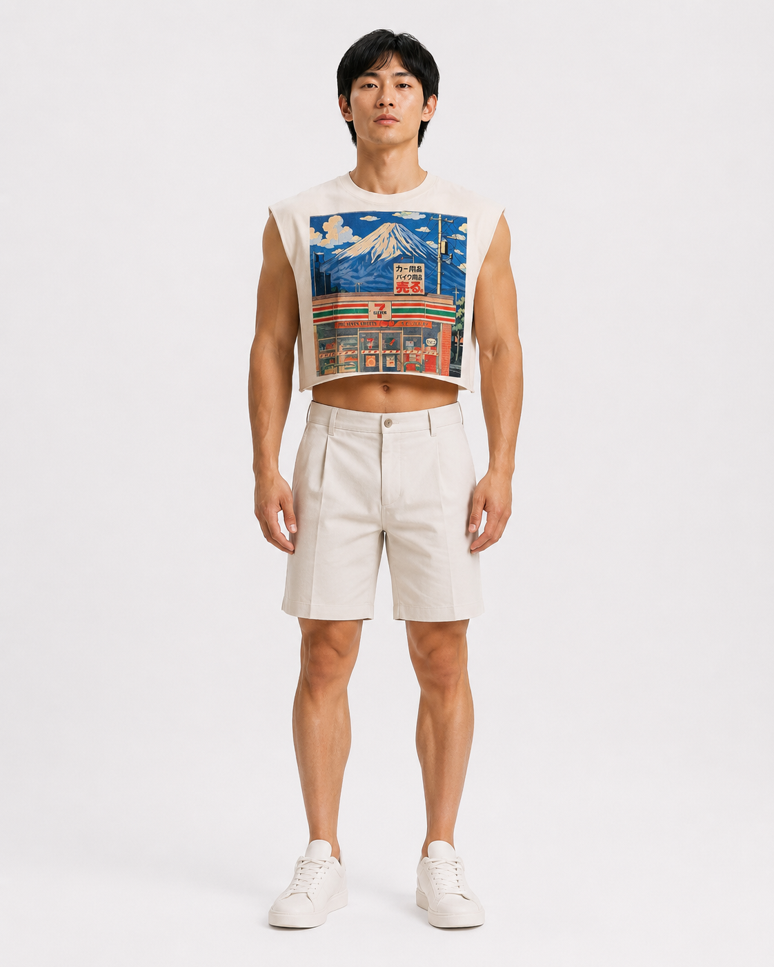 711 & Fuji Cropped Muscle Tee