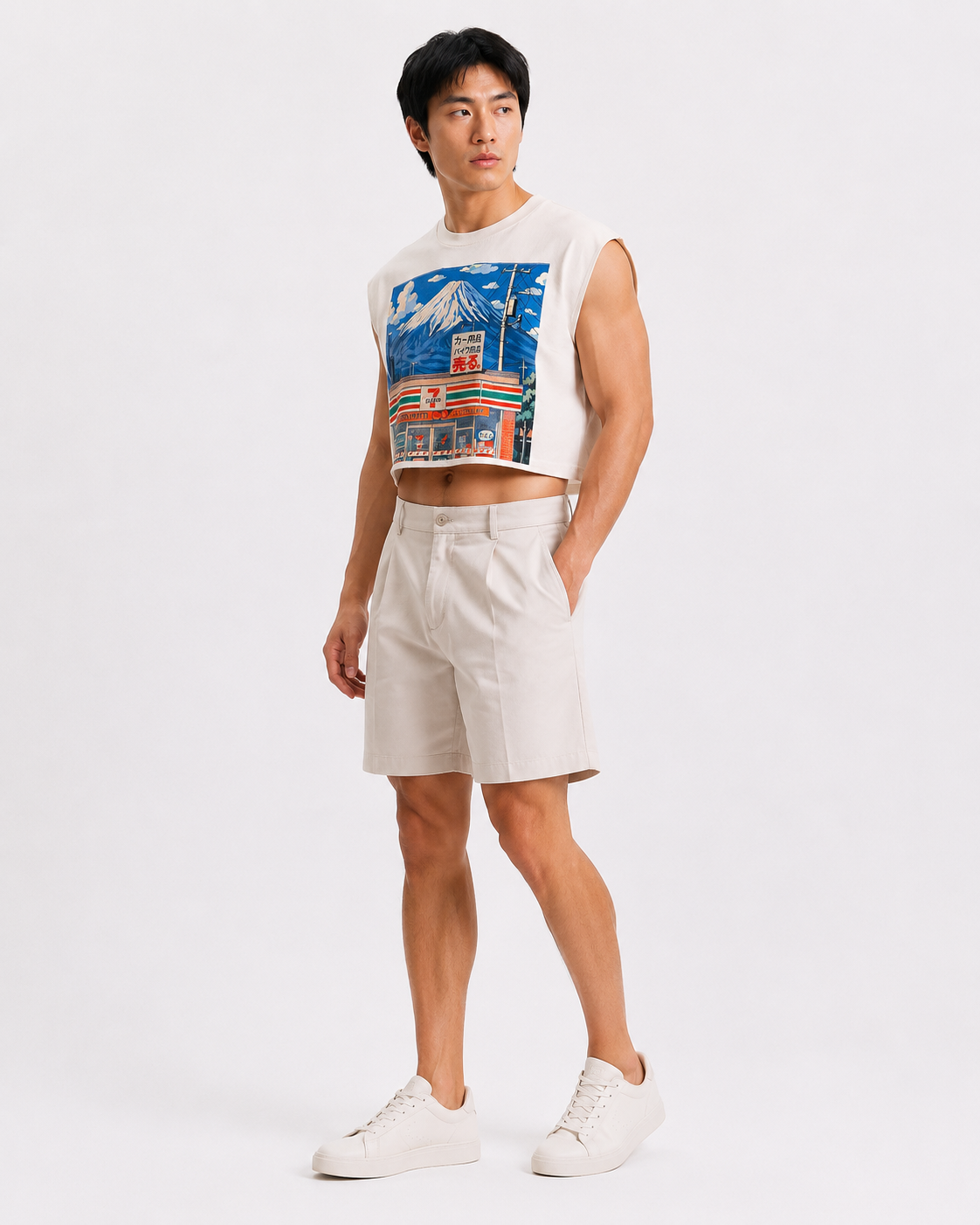 711 & Fuji Cropped Muscle Tee