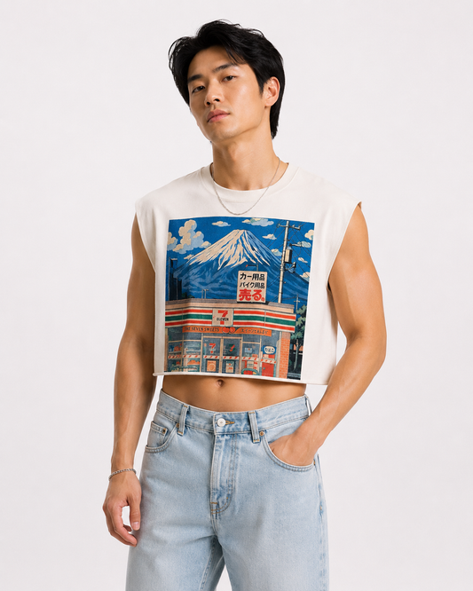 711 & Fuji Cropped Muscle Tee