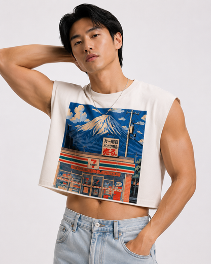 711 & Fuji Cropped Muscle Tee