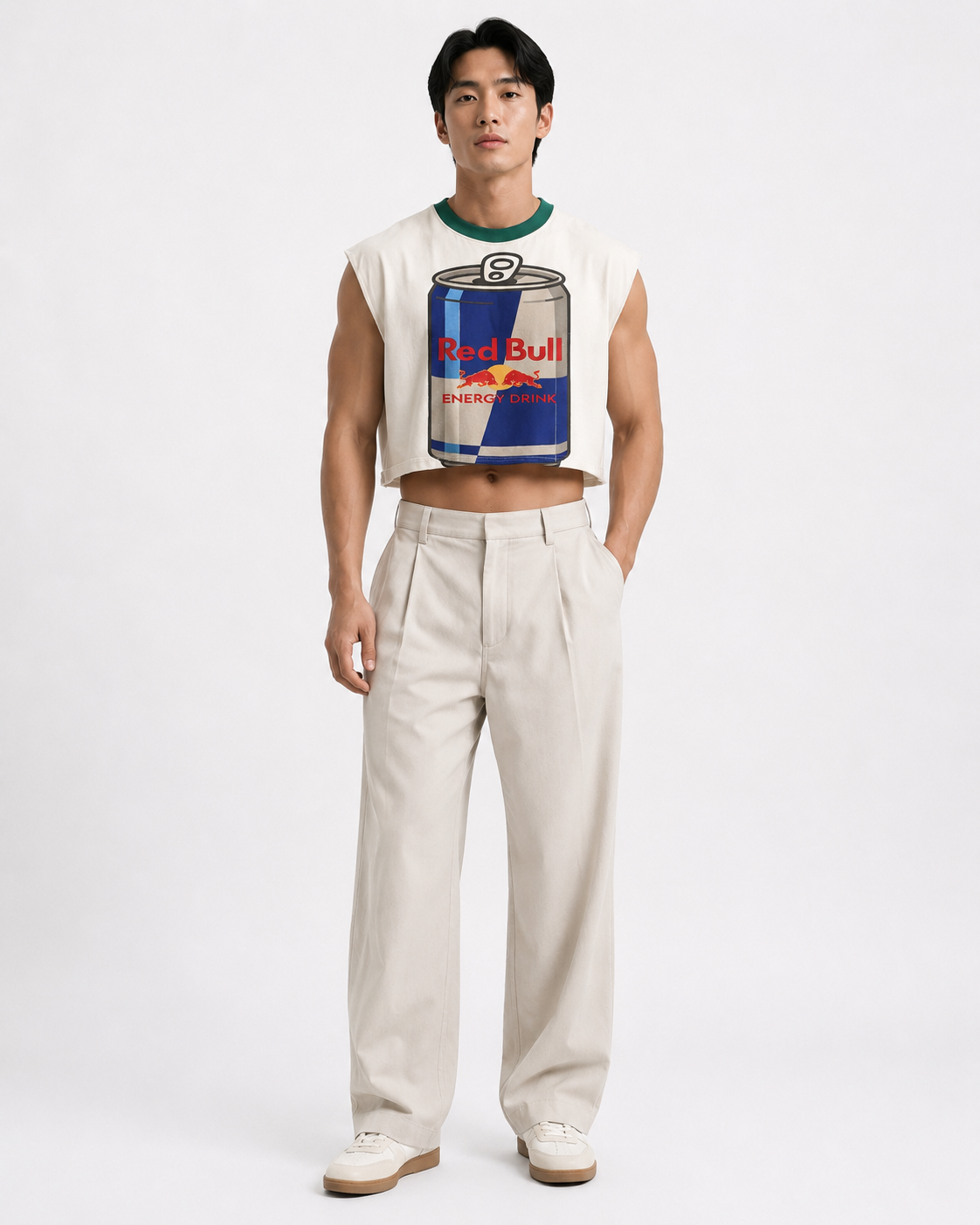 Red Bull Green Ribbed Cropped Muscle Tee