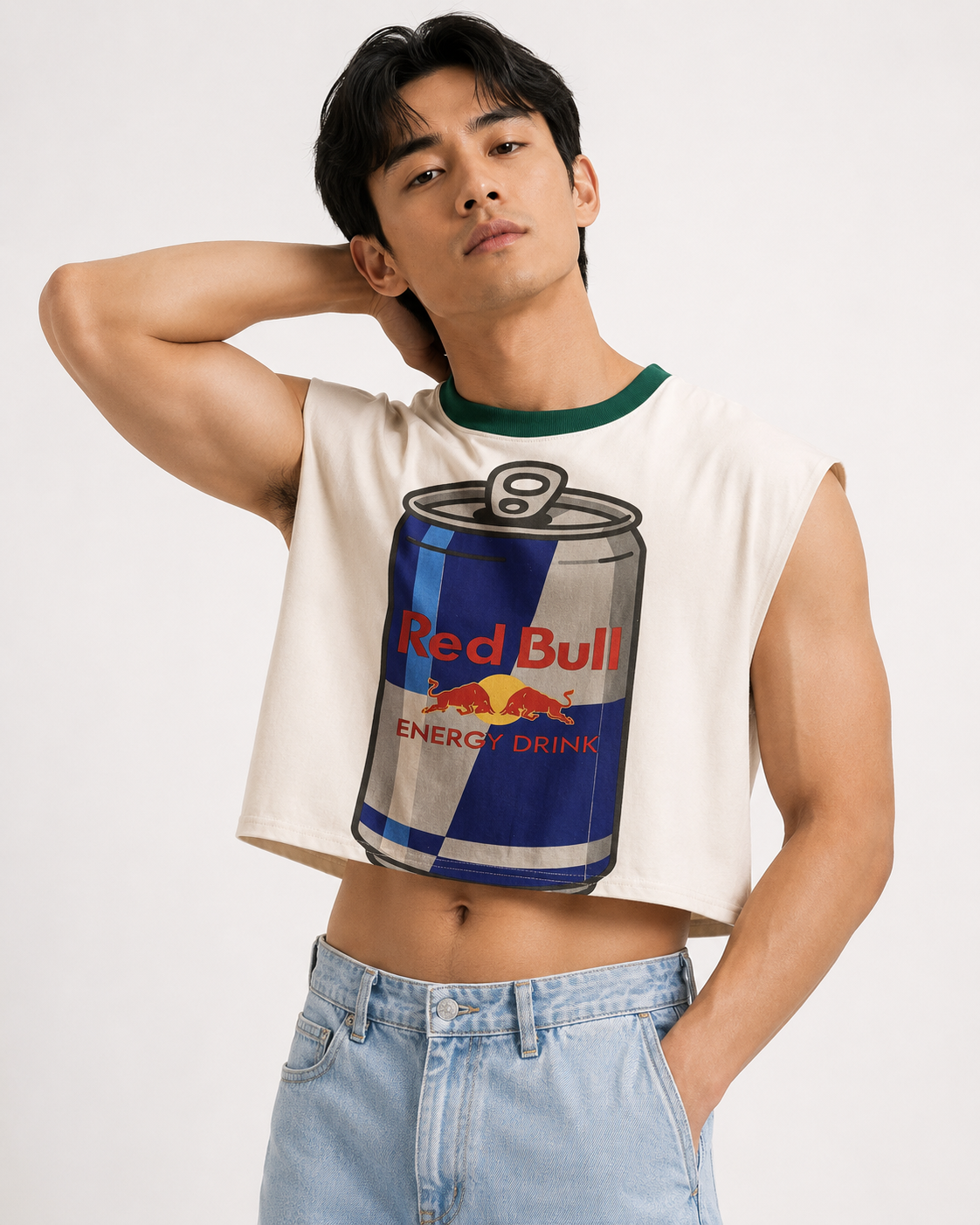 Red Bull Green Ribbed Cropped Muscle Tee