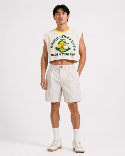 Mango Sticky Rice Yellow Ribbed Cropped Muscle Tee