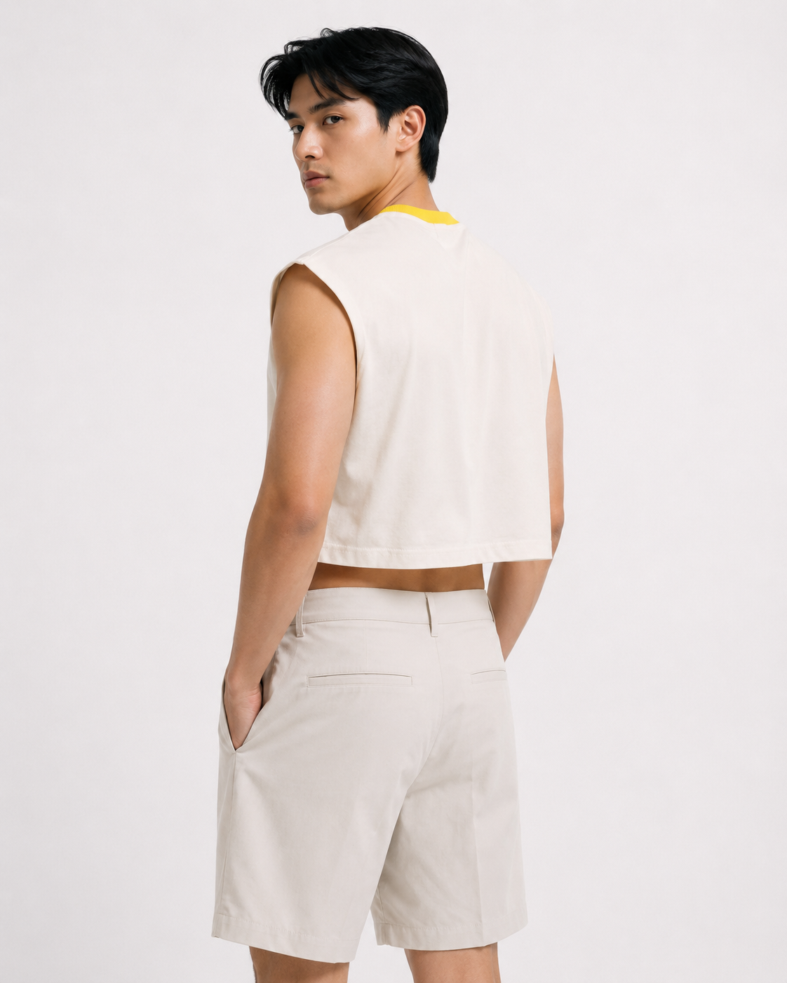 Mango Sticky Rice Yellow Ribbed Cropped Muscle Tee