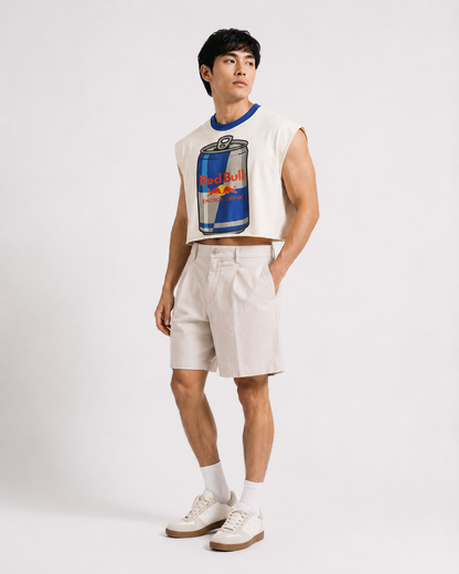 Red Bull Blue Ribbed Cropped Muscle Tee