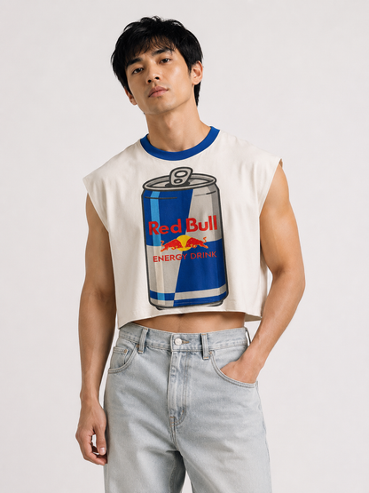 Red Bull Blue Ribbed Cropped Muscle Tee