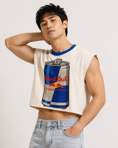 Red Bull Blue Ribbed Cropped Muscle Tee