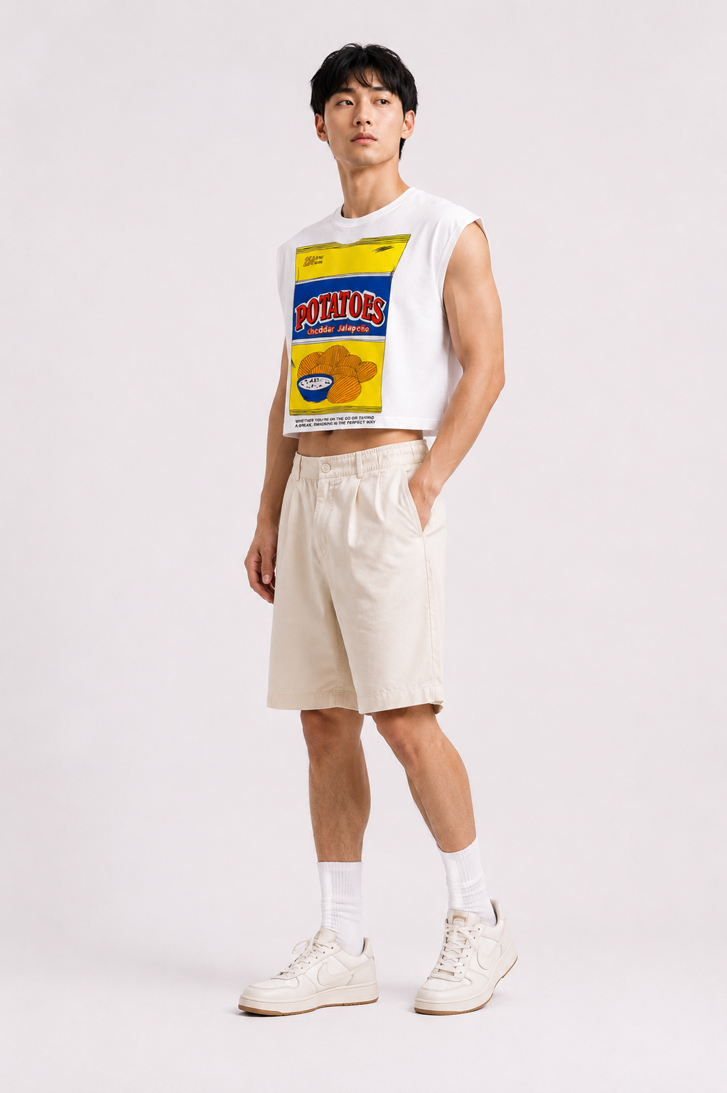 Cheddar Jalapeño Potato Chips Cropped Muscle Tee