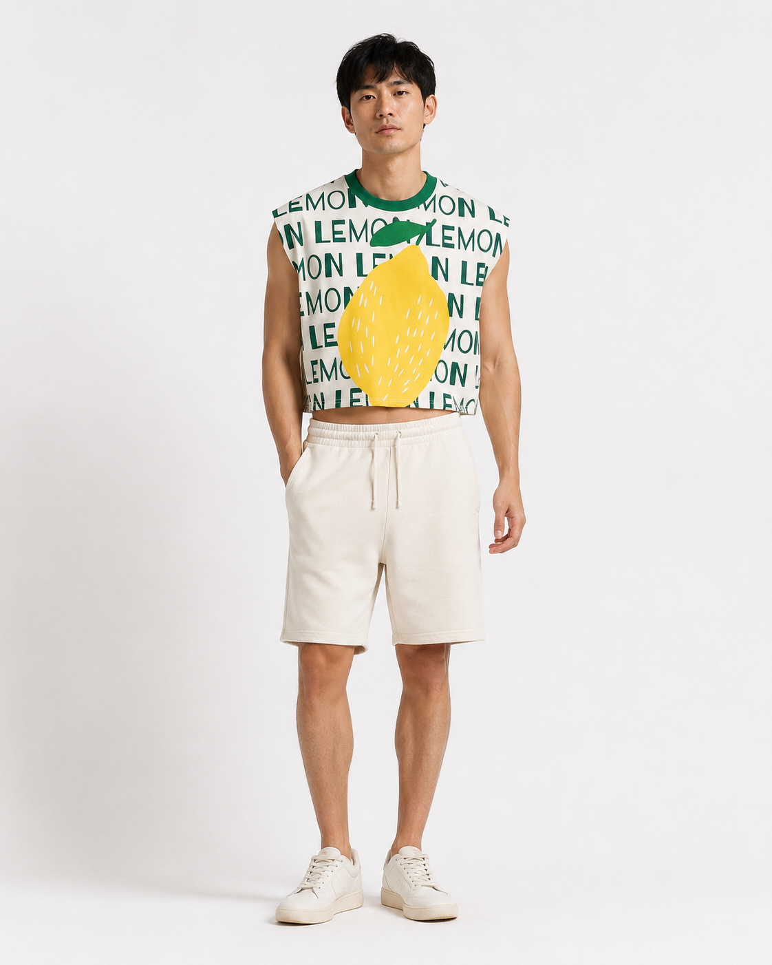 Lemon Green Ribbed Cropped Muscle Tee