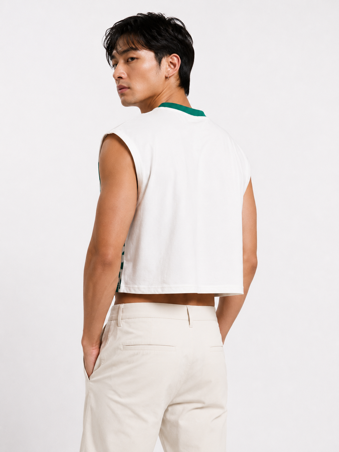 Lemon Green Ribbed Cropped Muscle Tee