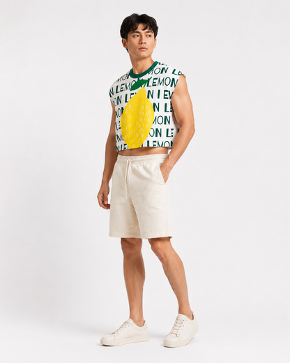 Lemon Green Ribbed Cropped Muscle Tee