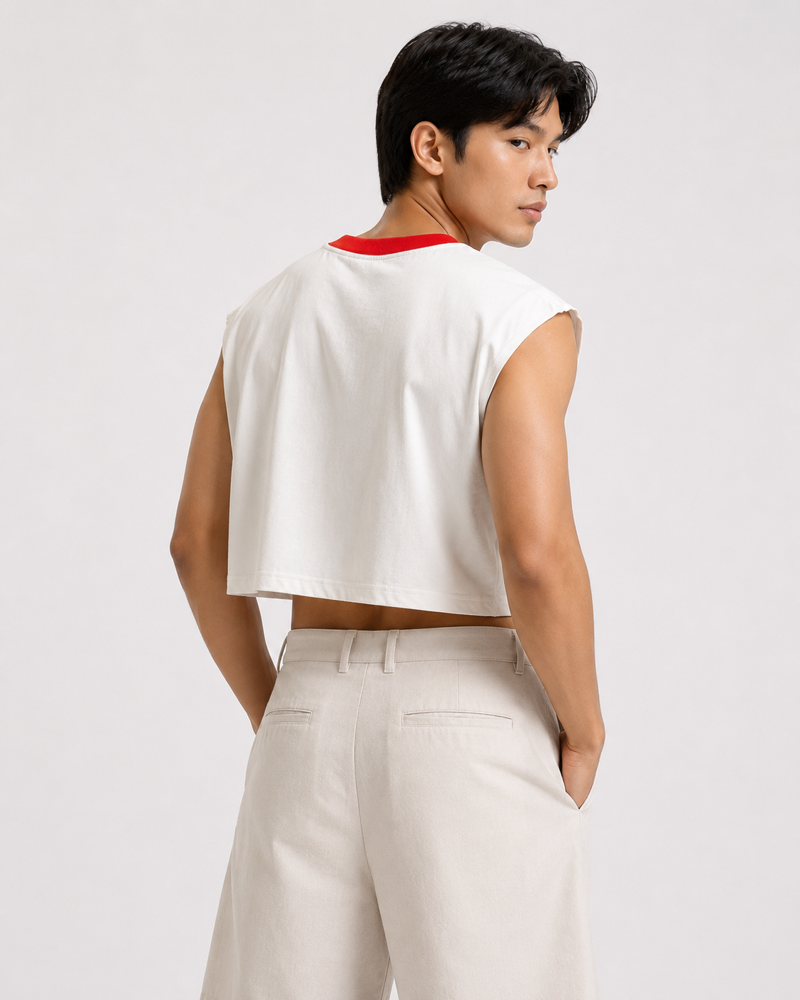 Pepsi Red Ribbed Cropped Muscle Tee