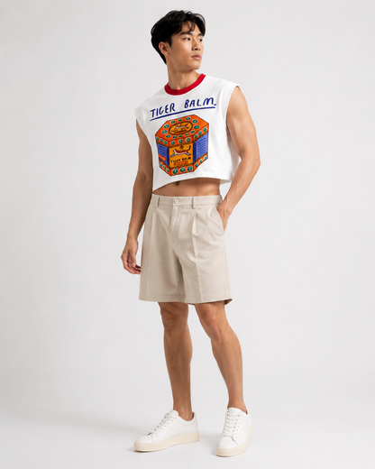 Tiger Balm Red Ribbed Cropped Muscle Tee