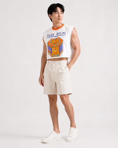 Tiger Balm Orange Ribbed Cropped Muscle Tee