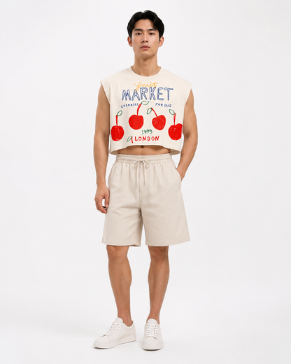 London Cherry Market Classic Cropped Muscle Tee