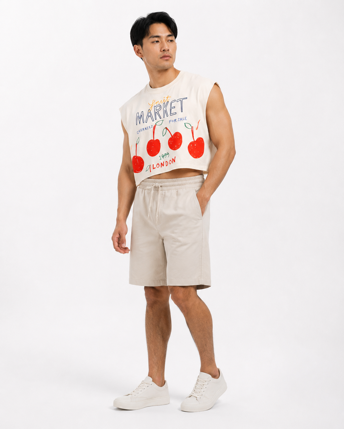 London Cherry Market Classic Cropped Muscle Tee
