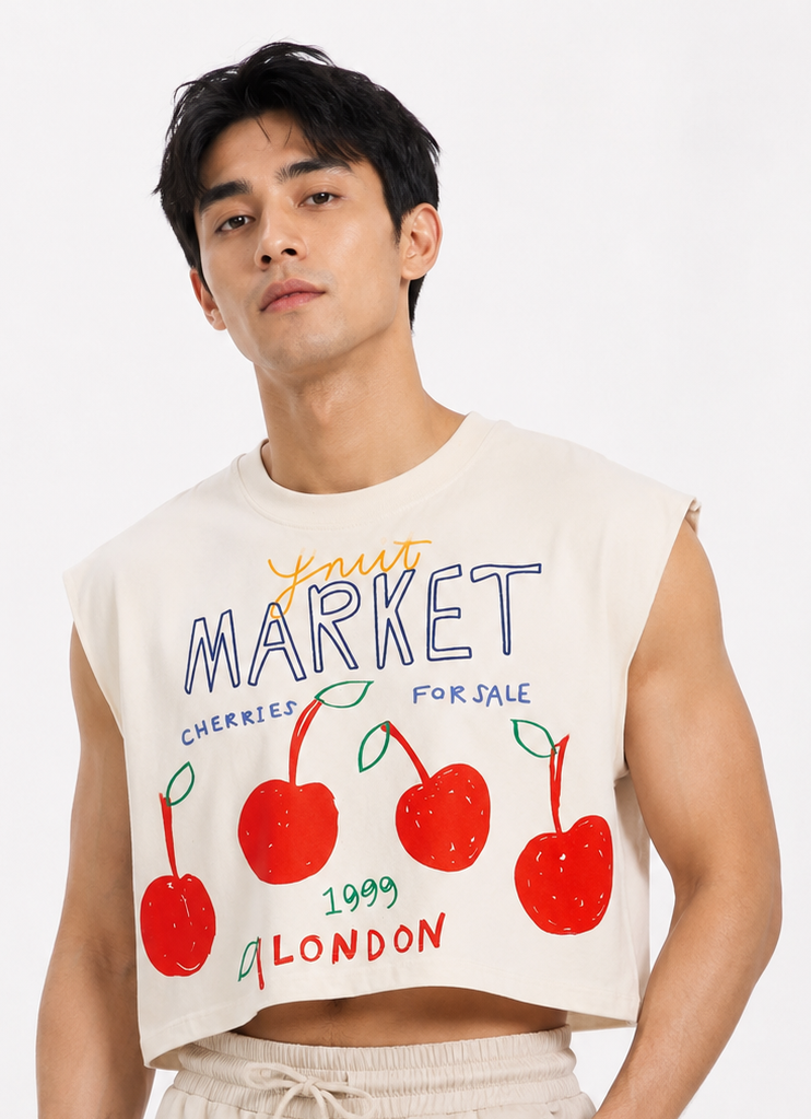 London Cherry Market Classic Cropped Muscle Tee