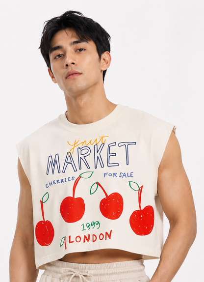 London Cherry Market Classic Cropped Muscle Tee