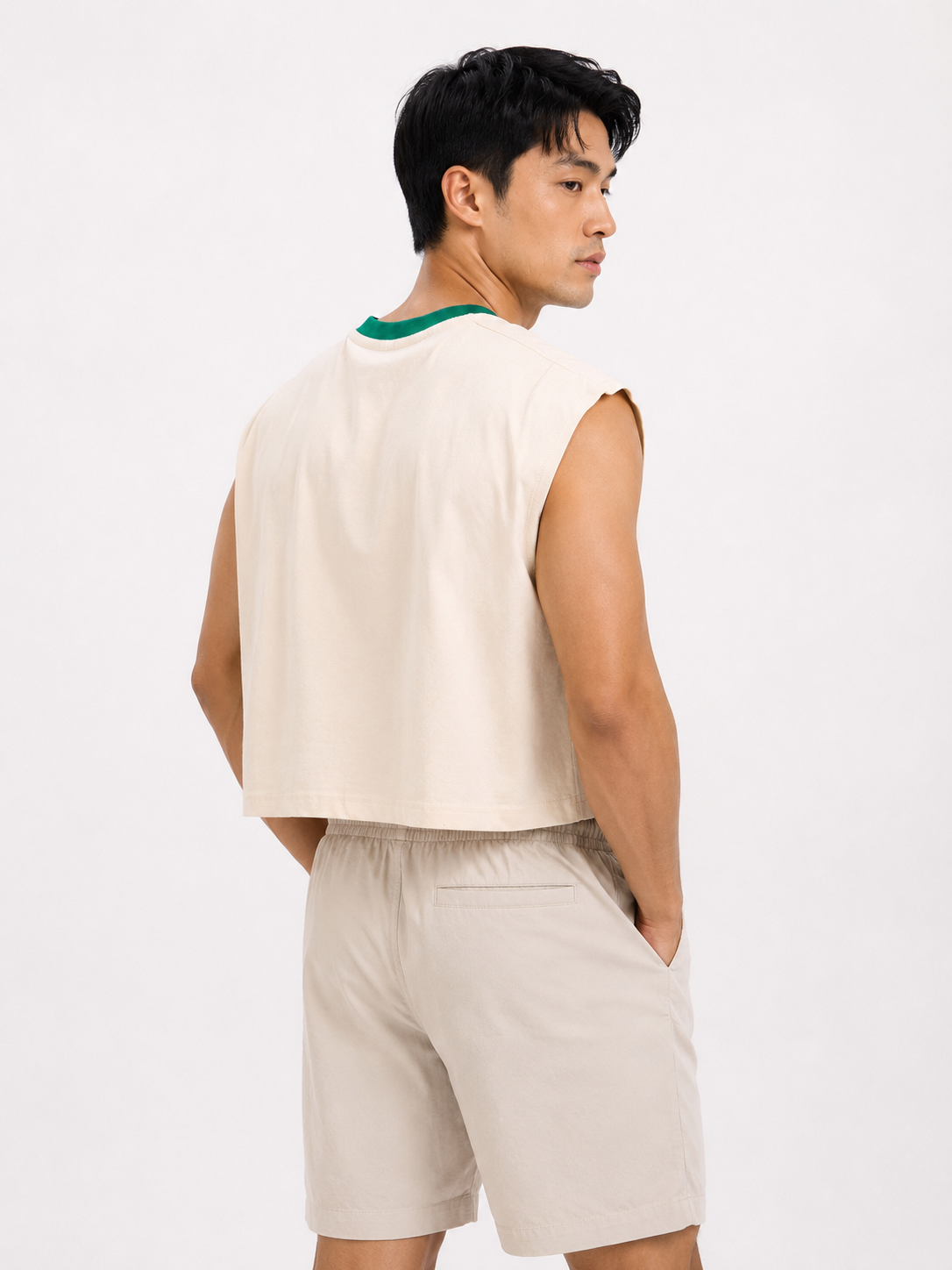 London Cherry Market Green Ribbed Cropped Muscle Tee