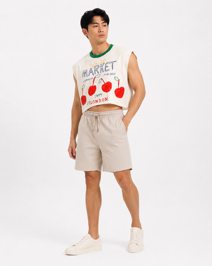 London Cherry Market Green Ribbed Cropped Muscle Tee
