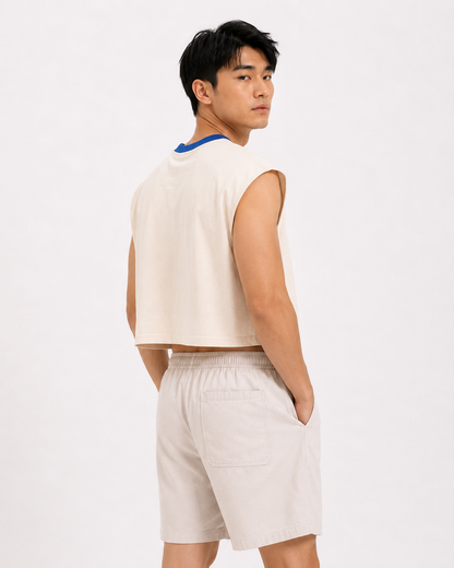 London Cherry Market Blue Ribbed Cropped Muscle Tee