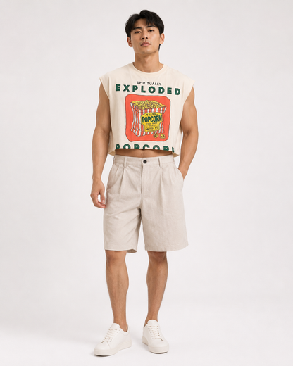Spiritually Exploded Popcorn Classic Cropped Muscle Tee