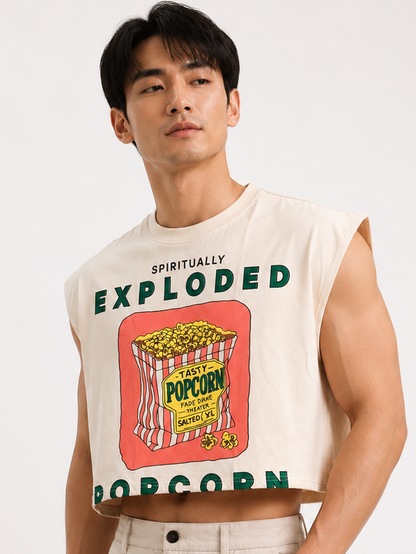 Spiritually Exploded Popcorn Classic Cropped Muscle Tee