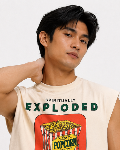 Spiritually Exploded Popcorn Classic Cropped Muscle Tee