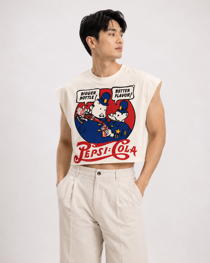 Vintage Pepsi Cola Cropped Muscle Tee