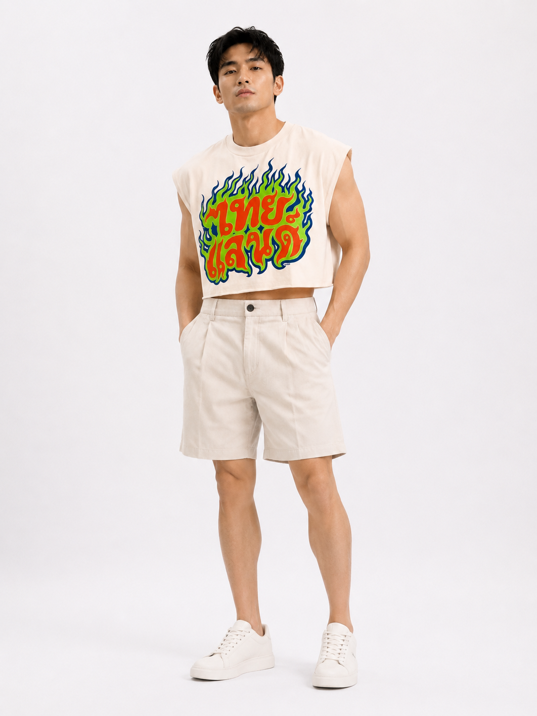Bangkok Flames Cropped Muscle Tee
